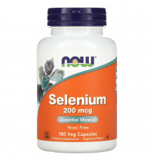 Селен, Selenium, Now Foods, 200 мкг, 180 вегетарианских капсул