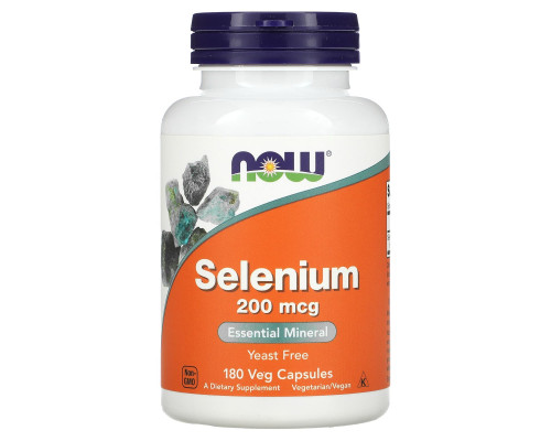 Селен, Selenium, Now Foods, 200 мкг, 180 вегетарианских капсул