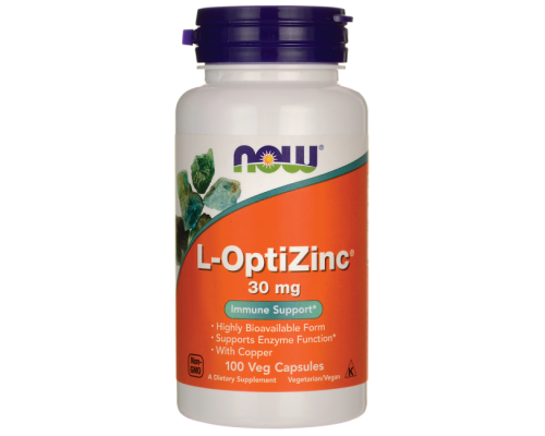 ОптиЦинк, L-OptiZinc, Now Foods, 30 мг, 100 вегетарианских капсул