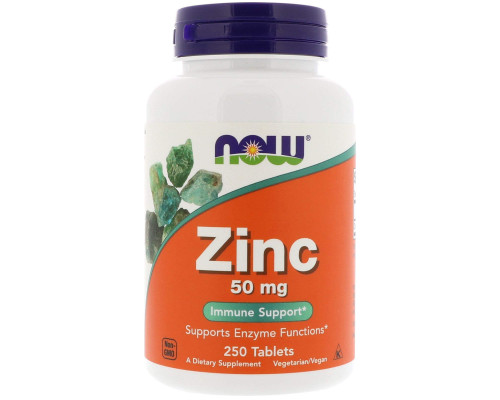 Цинк , Zinc, Now Foods, 50 мг, 250 таблеток