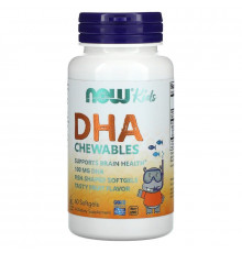 Рыбий жир для детей с фруктовым вкусом, Kid's DHA, Now Foods, 100 мг, 60 гелевых капсул
