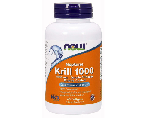 Масло криля Neptune, Krill, Now Foods, двойная сила, 1000 мг, 60 капсул
