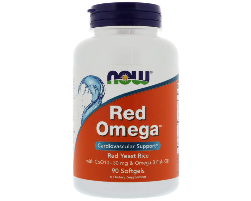 Красный рис, омега, Q10, Red Omega, Now Foods, 90 гелевых капсул