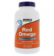 Красный рис, омега и коэнзим Q10, Red Omega, Now Foods, 30 мг, 180 капсул