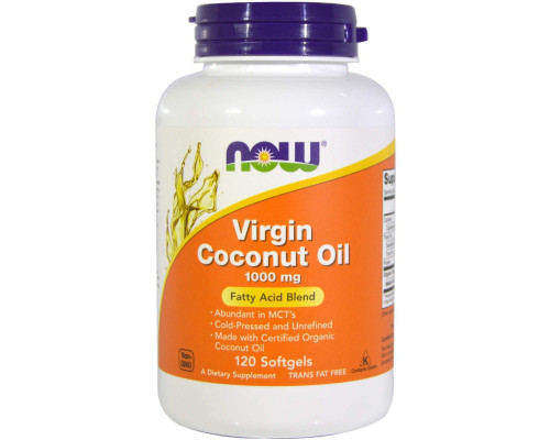 Кокосовое масло, Coconut Oil, Now Foods, первого отжима, 1000 мг, 120 гелевых капсул