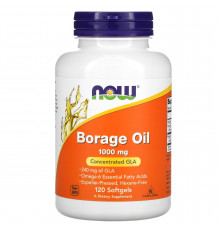 Масло огуречника (Borage Oil), Now Foods, концентрация ГЛК, 1000 мг, 120 гелевых капсул