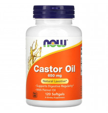 Касторовое масло, Castor Oil, NOW Foods, 650 мг, 120 гелевых капсул