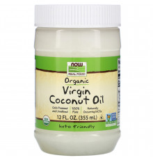 Кокосовое масло, Coconut Oil, Now Foods, Real Food, первого отжима, органическое, 355 мл