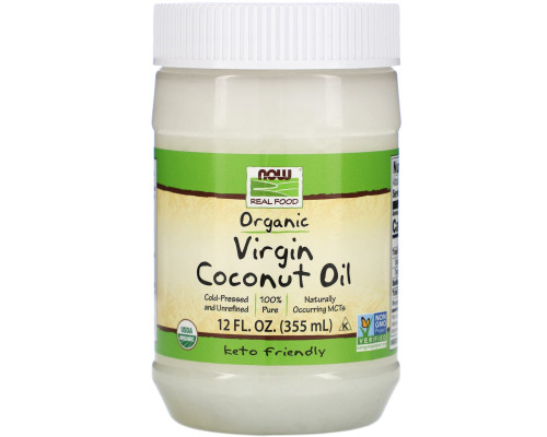 Кокосовое масло, Coconut Oil, Now Foods, Real Food, первого отжима, органическое, 355 мл