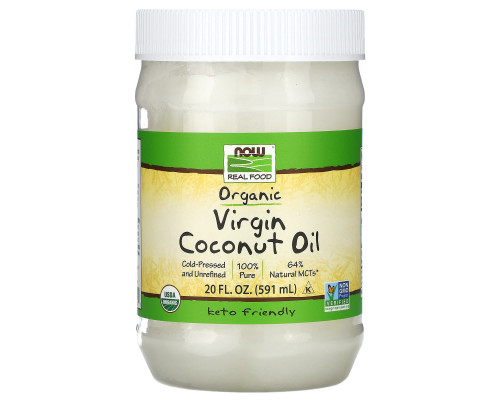 Кокосовое масло, Coconut Oil, Now Foods, Real Food, первого отжима, органическое, 591 мл