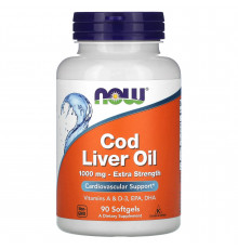 Рыбий жир из печени трески, Cod Liver Oil, Now Foods, 1000 мг, 90 гелевых капсул