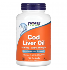 Рыбий жир из печени трески, Cod Liver Oil, Now Foods, 1000 мг, 180 гелевых капсул