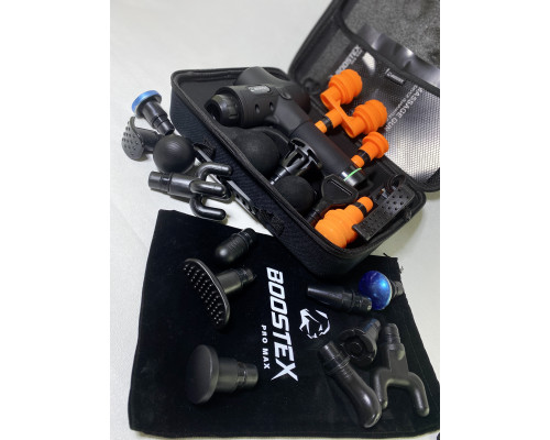 Ударний перкусійний масажер Boostex: 30 режимів, 21 насадка, батарея