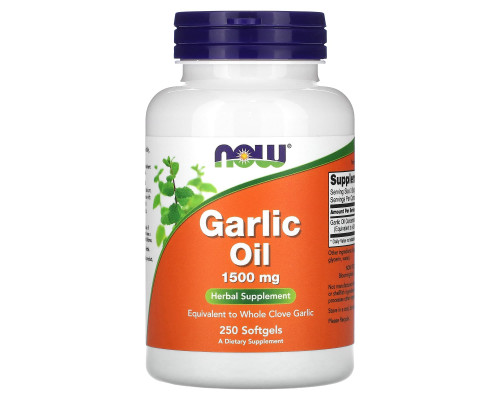 Чесночное масло, Garlic Oil, Now Food, 1500 мг, 250 гелевых капсул