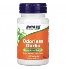 Чеснок, Odorless Garlic, Now Foods, без запаха, концентрированный экстракт, 100 мягких капсул (25 мг в одной мягкой капсуле)