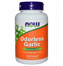 Чеснок, концентрированный экстракт, Odorless Garlic, Now Foods, 50 мг, 250 гелевых капсул (25 мг в одной капсуле)