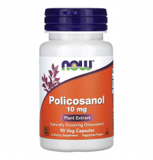 Поликозанол, Policosanol, Now Foods, 10 мг, 90 вегетарианских капсул