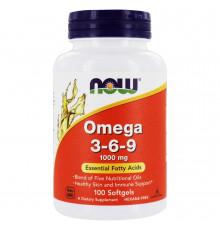 Омега 3 6 9, Omega 3-6-9, Now Foods, 1000 мг, 100 гелевых капсул