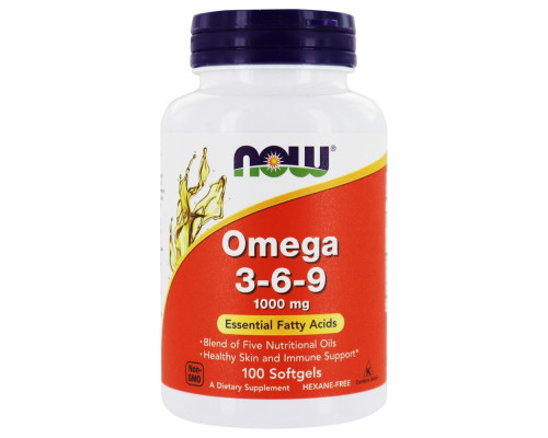 Омега 3 6 9, Omega 3-6-9, Now Foods, 1000 мг, 100 гелевых капсул