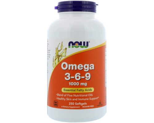 Омега 3-6-9, Omega 3-6-9, Now Foods, 1000 мг,  250 гелевых капсул