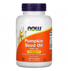 Тыквенное масло, Pumpkin Seed Oil, NOW Now Foods, 1000 мг, 100 гелевых капсул (500 мг в одной гелевой капсуле)
