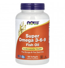 Супер омега 3-6-9, Super Omega 3-6-9,  Now Foods, 1200 мг, 180 гелевых капсул
