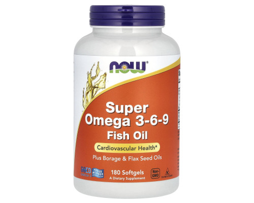 Супер омега 3-6-9, Super Omega 3-6-9,  Now Foods, 1200 мг, 180 гелевых капсул