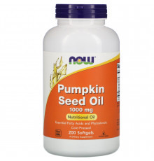 Тыквенное масло, Pumpkin Seed Oil, Now Foods, 1000 мг, 200 гелевых капсул