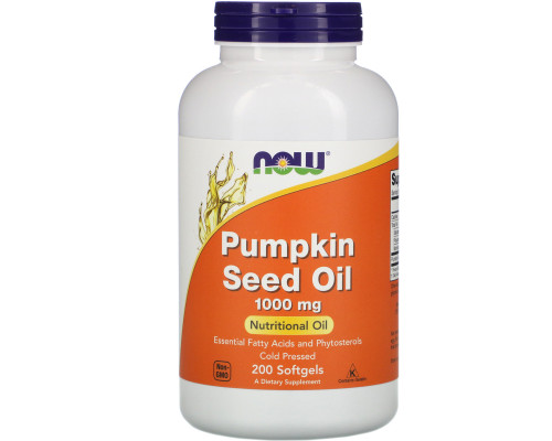 Тыквенное масло, Pumpkin Seed Oil, Now Foods, 1000 мг, 200 гелевых капсул