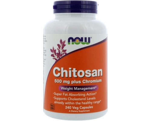 Хитозан и хром для похудения, Chitosan, Now Foods, 500 мг, 240 капсул