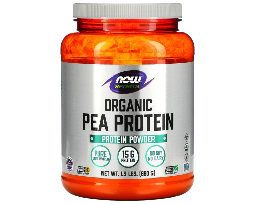 Гороховый протеин, Organic Pea Protein, Now Foods, органик, порошок, без вкуса, 680 г