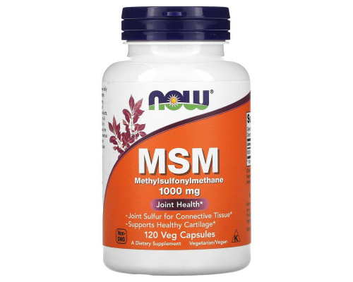 Метилсульфонилметан, MSM, Methylsulfonylmethane, Now Foods, 1000 мг, 120 вегетарианских капсул