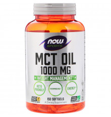 Масло МСТ для похудения, MCT Oil, Now Foods, Sports, 1000 мг, 150 капсул