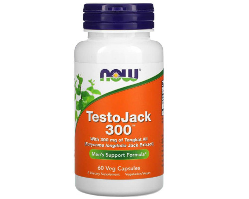 Тонгкат али, TestoJack 300, Now Foods, репродуктивное здоровье мужчин, 300 мг, 60 вегетарианских капсул