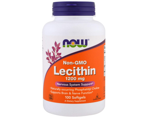 Лецитин, Lecithin, Now Foods, 1200 мг, 100 гелевых капсул