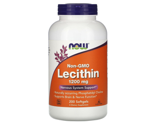 Лецитин, Lecithin, Now Foods, 1200 мг, 200 гелевых капсул