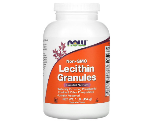 Лецитин в гранулах, Lecithin, Now Foods,  без ГМО, 454 г