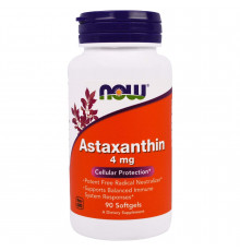 Астаксантин, Astaxanthin, Now Foods, 4 мг, 90 гелевых капсул