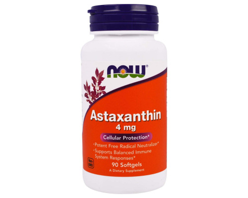 Астаксантин, Astaxanthin, Now Foods, 4 мг, 90 гелевых капсул