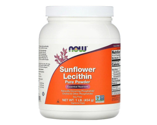 Подсолнечный лецитин, Sunflower Lecithin, Now Foods, чистый порошок, 454 г