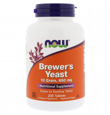 Пивные дрожжи, Brewer's Yeast, Now Foods, 1950 мг, 200 таблеток (650 мг в таблетке)