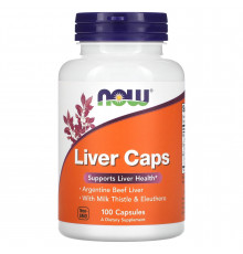 Поддержка печени, Liver Caps, NOW Foods, с порошком говяжьей печени, 100 капсул