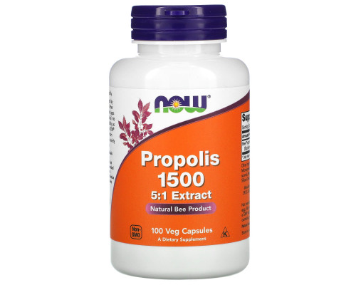 Прополис, Propolis 1500, NOW Foods, 100 вегетарианских капсул