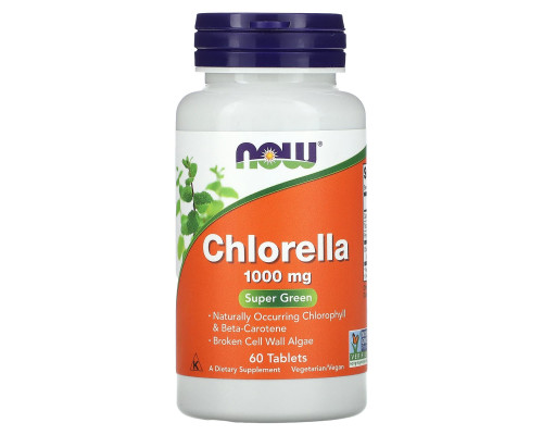 Хлорелла, Chlorella, NOW Foods, 1000 мг, 60 таблеток
