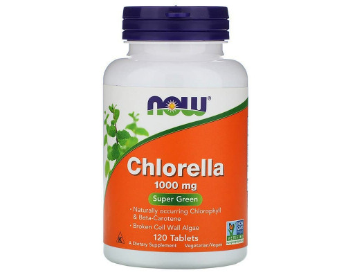 Хлорелла, Chlorella, Now Foods, 1000 мг, 120 таблеток