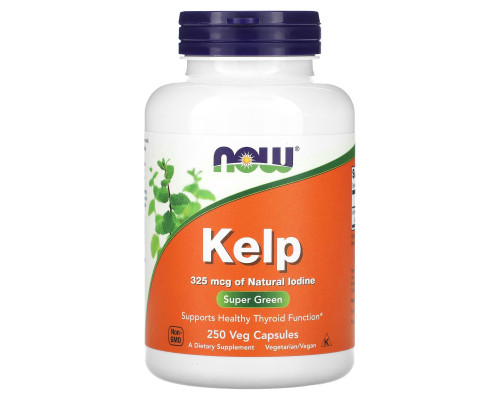 Ламинария, Kelp, NOW Foods, 325 мкг, 250 вегетарианских капсул