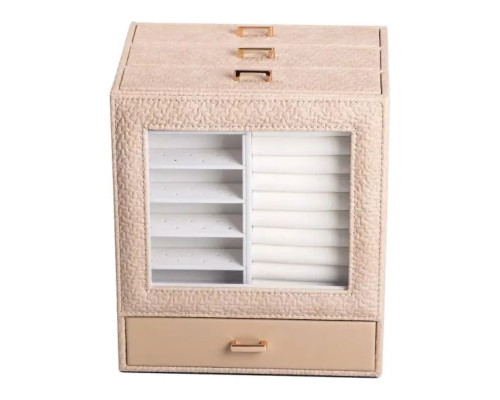 Скринька для прикрас з еко шкіри 3 яруси органайзер для ювелірних виробів HP-5-16CR