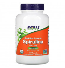 Спирулина, Spirulina, Now Foods, сертифицированная, органическая, 500 мг, 500 таблеток