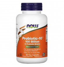 Пробиотики-10, Probiotic-10, Now Foods, 100 млрд, 60 растительных капсул