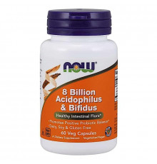 Пробиотики, Acidophilus & Bifidus, Now Foods, 8 млрд КОЕ, 60 вегетарианских капсул